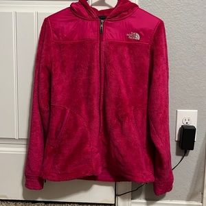 pink north face jacket in size small